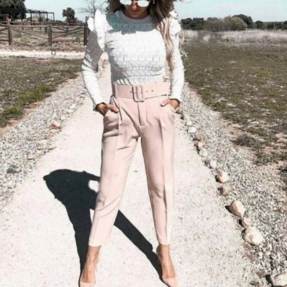 NWT ZARA High-Waisted Belted Pants BLOGGER FAVORITE - Picture 9 of 9